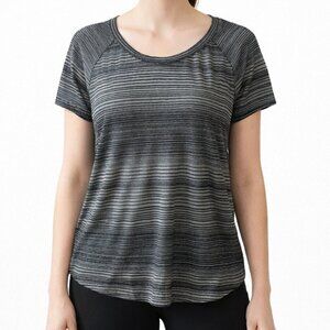 Athleta Gray Striped Short Sleeve Tee | Women’s Small | Soft Athleisure Top